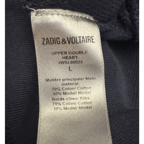 ZADIG & VOLTAIRE Heart-Print Crewneck Sweatshirt Size Large - Picture 7 of 8